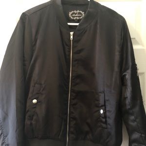 Black silk bomber jacket